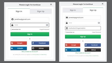 Create Popup Sign in, Sign up Form using HTML CSS and JavaScript | Creative JS Coder.