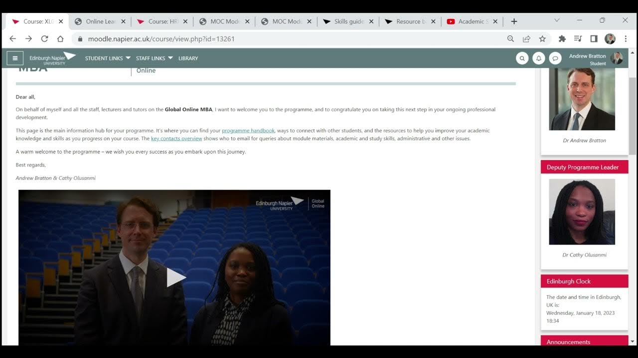 Edinburgh Napier University Global Online MBA Programme and Modules YouTube
