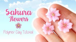 clay flowers polymer sakura easy tutorial