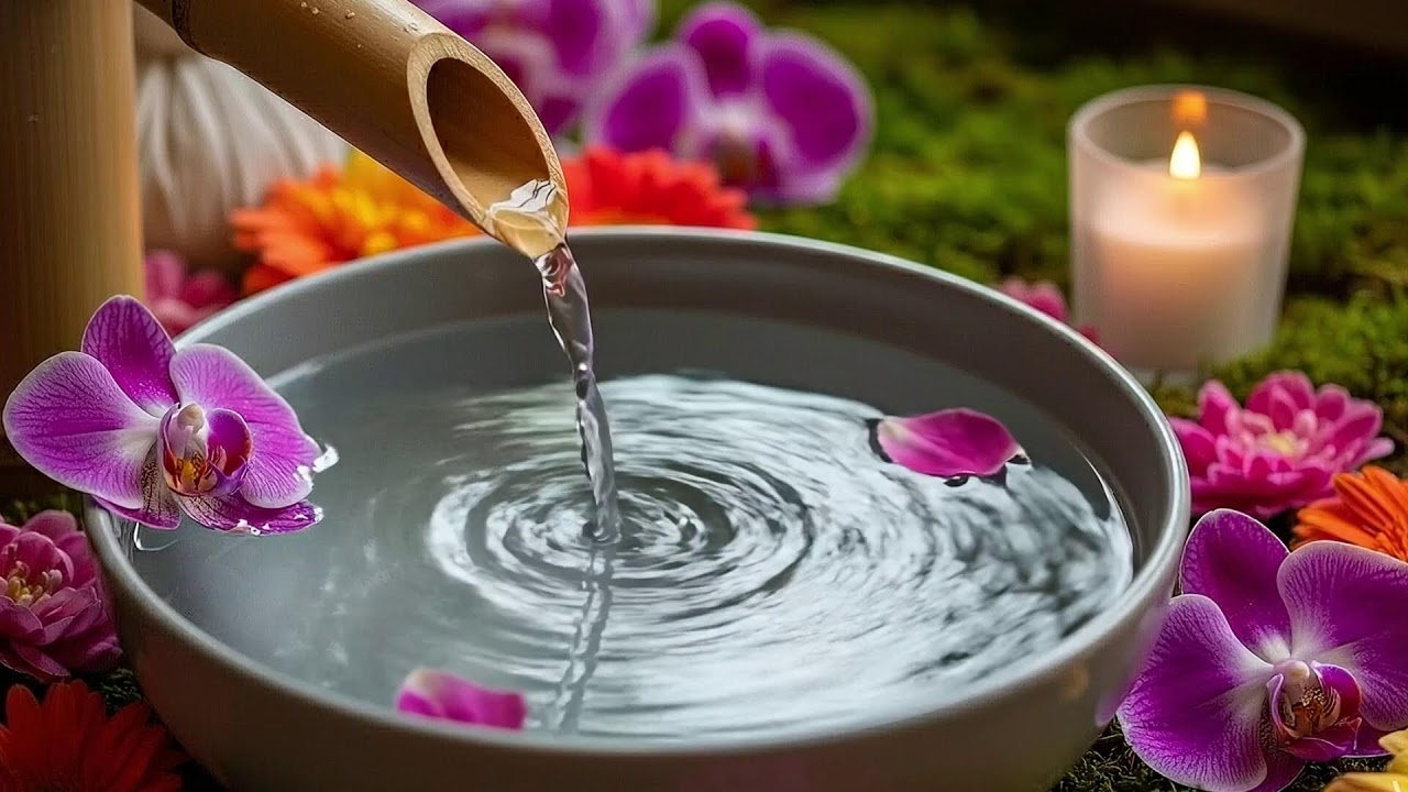 Soft Piano for Sleep with Water Flow for Stress Relief