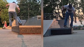 Darkslide At Sunset At The Onalaska, Wisconsin Skatepark - Brandon Hanson.