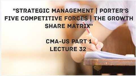 Strategic Management | Porter’s Five Competitive Forces | BCG Matrix | CMA (US)-PART 1 Lec 32