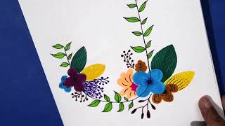 Beautiful flower drawing step by step | simple drawings with brush pen