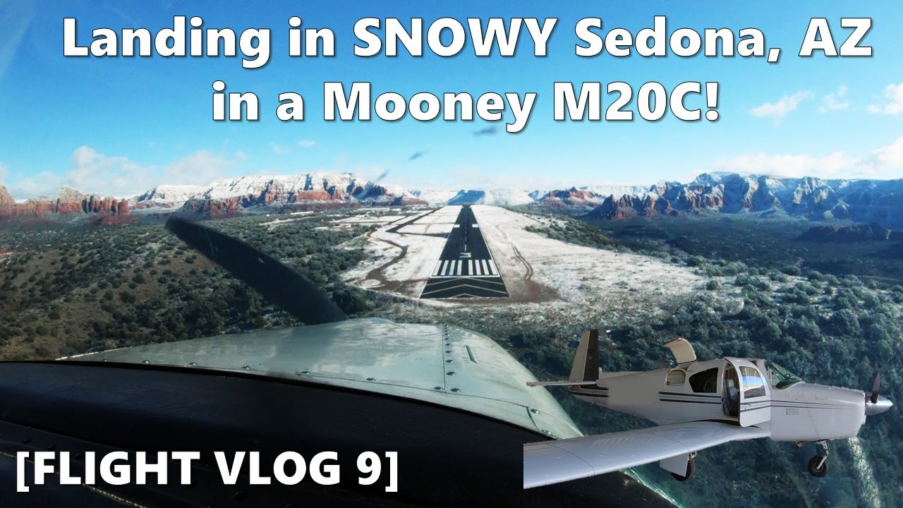 Landing in SNOWY Sedona, Arizona in a Mooney M20C! [Flight Vlog 9]