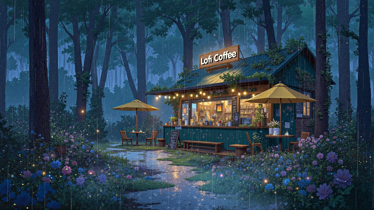 ⁣☔ Rainy Night & A Hot Cup of Coffee ☕ Quiet Moments Alone to Study/Relax/Sleep 💤 with Lofi Coffe
