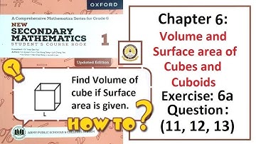 Exercise 6A Question 11,12, 13 - (Volume and surface area) – Math Class 6 Army Public School (APS).