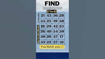 17 to 43, Find the 3 missing numbers. only 5% can find all. #quiz, #dementia test,#prevent dementia