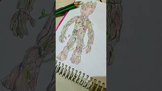Groot Sketch with Colors 🌱 | Marvel Art”#drawing #groot#art