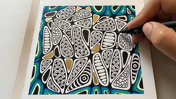 Relaxing Zentangle Pattern Art Tutorial | Meditative Creative Journey with Soothing Music