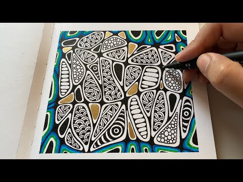 Relaxing Zentangle Pattern Art Tutorial | Meditative