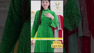 Tỏa Sáng Kiêu Sa Với CT102 Xanh Rêu – Thiết Kế Đính Kết Sang Trọng - Áo Dài Xuân Quỳnh-0325.262.494