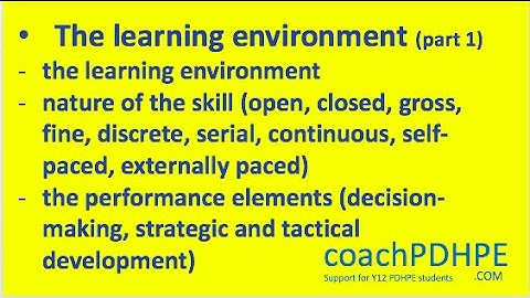 HSC PDHPE Core 2 - The Learning Environment - Part 1