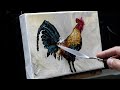 Impressionistic Rooster Acrylic Painting With Palette Knife Tutorial - Full Length #art #painting