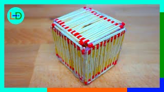 Burning Matchstick Cube -  Matchstick Tricks - fire - cool - Matchstick Creations - beautiful