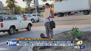 Caught on camera: Pregnant beggar with boy drives off in a Mercedes-Benz image