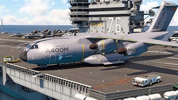 Extremely Rare! Airbus A400M Atlas Attempts to Take Off from an Aircraft Carrier!