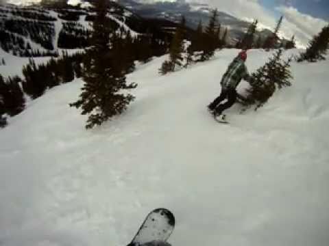 snowboarding in Jasper in Canadian Rockies - tree ...