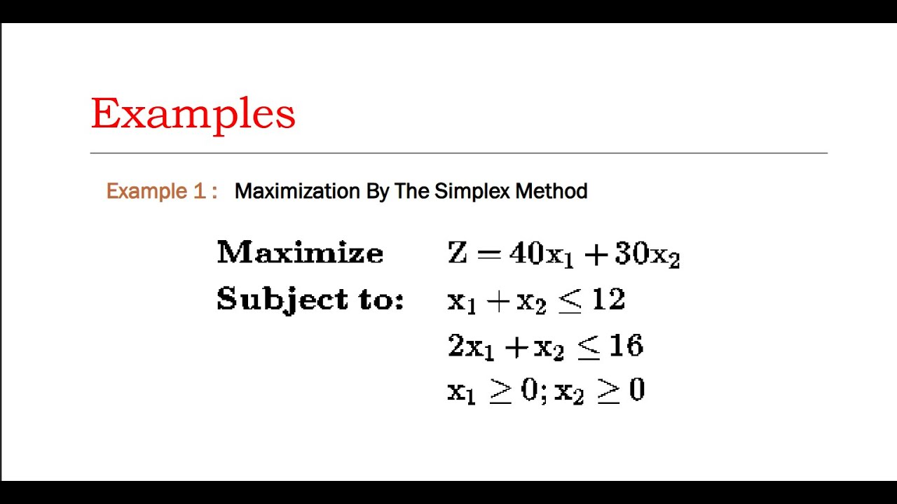 Operation Research Simplex method شرح - YouTube