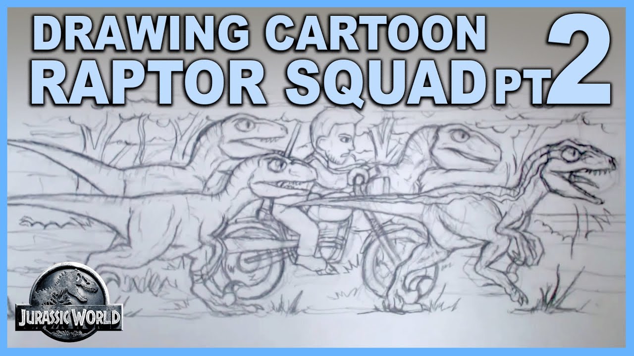 Drawing Cartoon Running Raptor Pack Squad Part 2 Drawing Last Raptor And Background Youtube