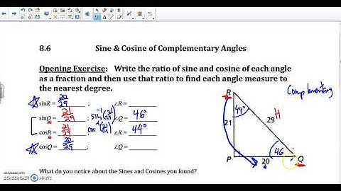 8-6 Sine and Cosine of Complementary Angels Video