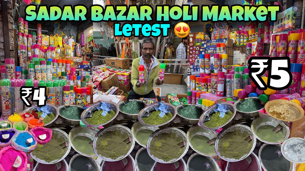 Cheapest Holi Market in Delhi 😱 | Sadar Bazar Holi Shopping 2026 | Colours ₹10 से 🤯
