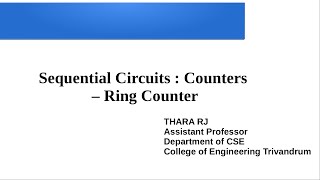 Sequential Circuits : Counters – Ring Counter