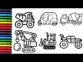 How to Draw Heavy Vehicles for Kids || Monster Car, Bulldozer, Truck, 