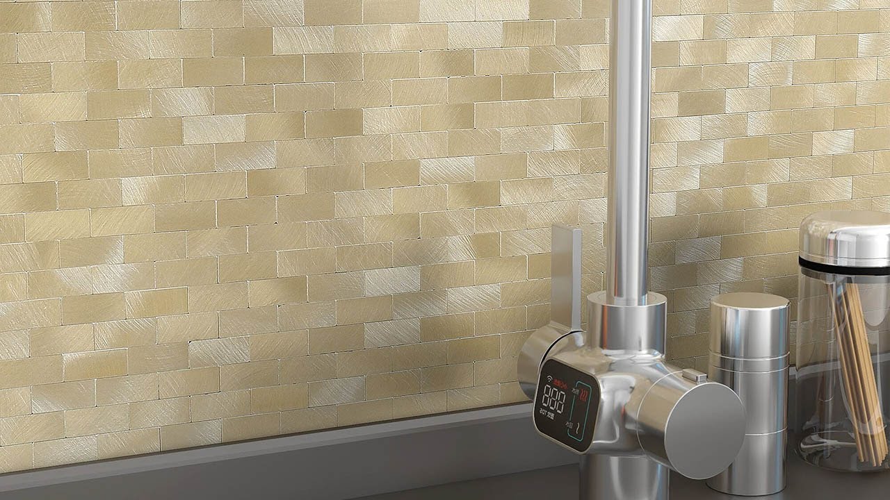 BeNice Metal Tile Backsplash Peel and Stick Mosaic Tile for Wall Fireplace
