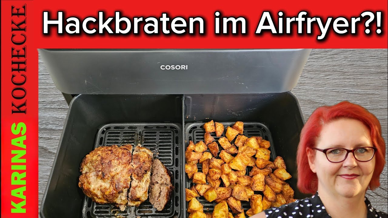 Airfryer Hackbraten?! 😳 Mit knusprigen Bratkartoffeln – gleichzeitig fertig!