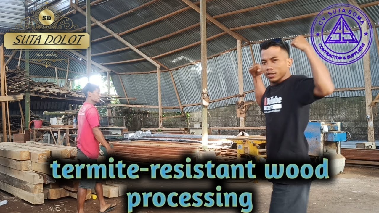 the process of soaking termite-resistant wood and stripping the skin