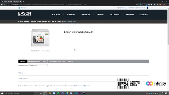 IPSi Print Lab - Epson ColorWorks C3500G: Wireless Installation of Epson Printer Drivers