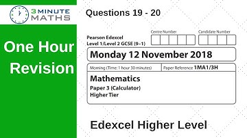Revise Edexcel Maths Higher Paper 3 Q19 - 20 November 2018