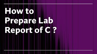 How to Prepare Lab Report of C ? Wealth