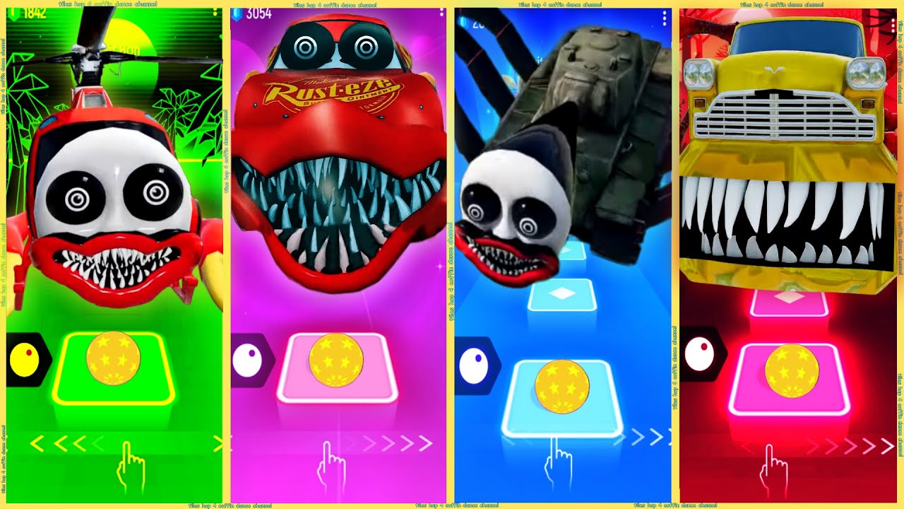 coffin dance - Thomas helicopter vs Mcqueen eater vs Thomas tank vs Car eater taxi | tiles hop 👍