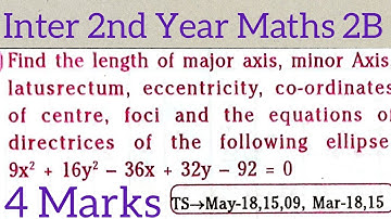 #Inter 2nd Year Maths 2B Ellipse in telugu@maths naresh eclass