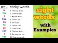 sight words with Examples | tricky word | high frequency words. tricky words with sentences