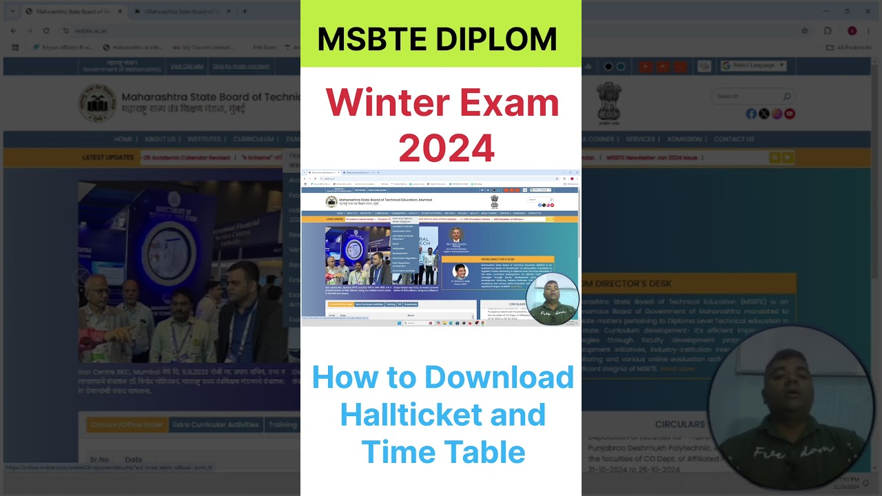 MSBTE Diploma Winter Exam 2024 | MSBTE Exam Time Table & Hall ticket.