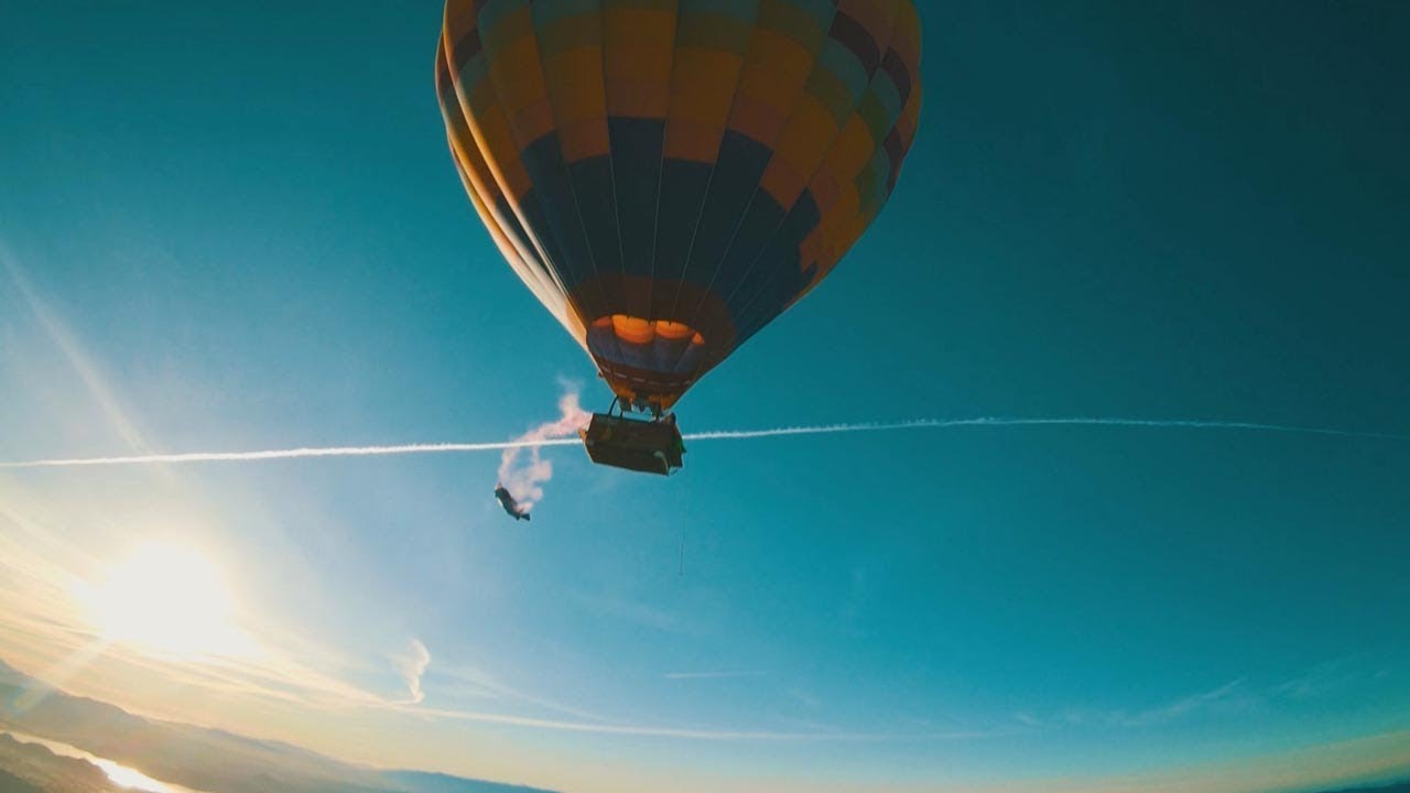Hot Air Balloon Base jump YouTube