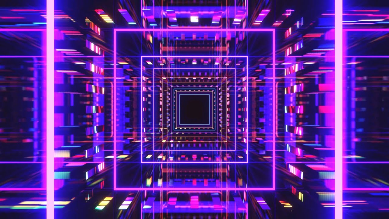 4K Abstract neon Blue & Pink light Square Tunnel VJ Motion Background ...