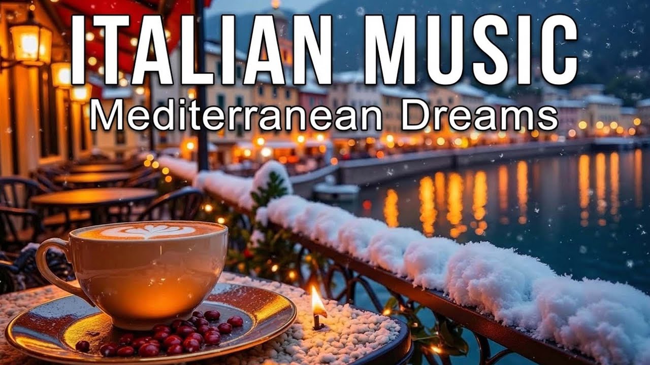 🎵 Italian Music | Amalfi Coast in Snow ❄️🌊 Warm Cup, Calm Piano & Guitar