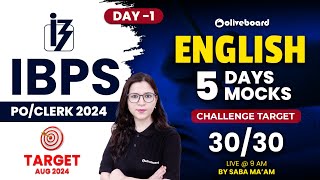 5 Days 5 Mock Challenge For IBPS PO/Clerk 2024 | IBPS PO English | IBPS Clerk English | #01