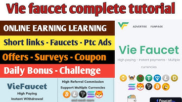 viefaucet.com review | complete tutorial | faucet - short links - ptc ads | withdraw proof