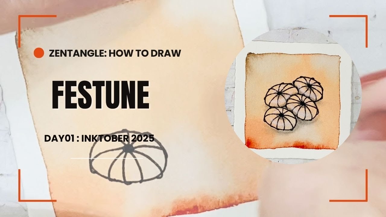 Zentangle: пошаговое руководство по рисованию фестонов / Inktober 2025, день 1