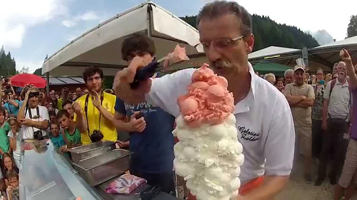 Most ice cream scoops balanced on a cone 'Guinness...