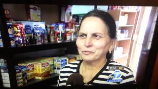 Clock falls off wall during earthquake interview