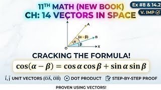 11th class new math|prove that cos(α - β) = cos α cos β   sin α sin β|Example 8|chapter 14