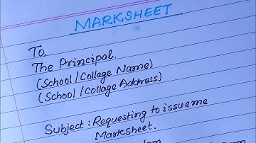 Requesting To Issue Me Marksheet | Marksheet Application To Principal | @e2writerb2 |