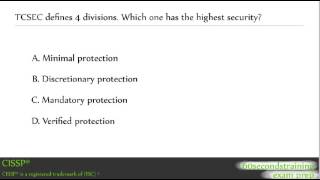 Cissp - Practice Exam Tcsec