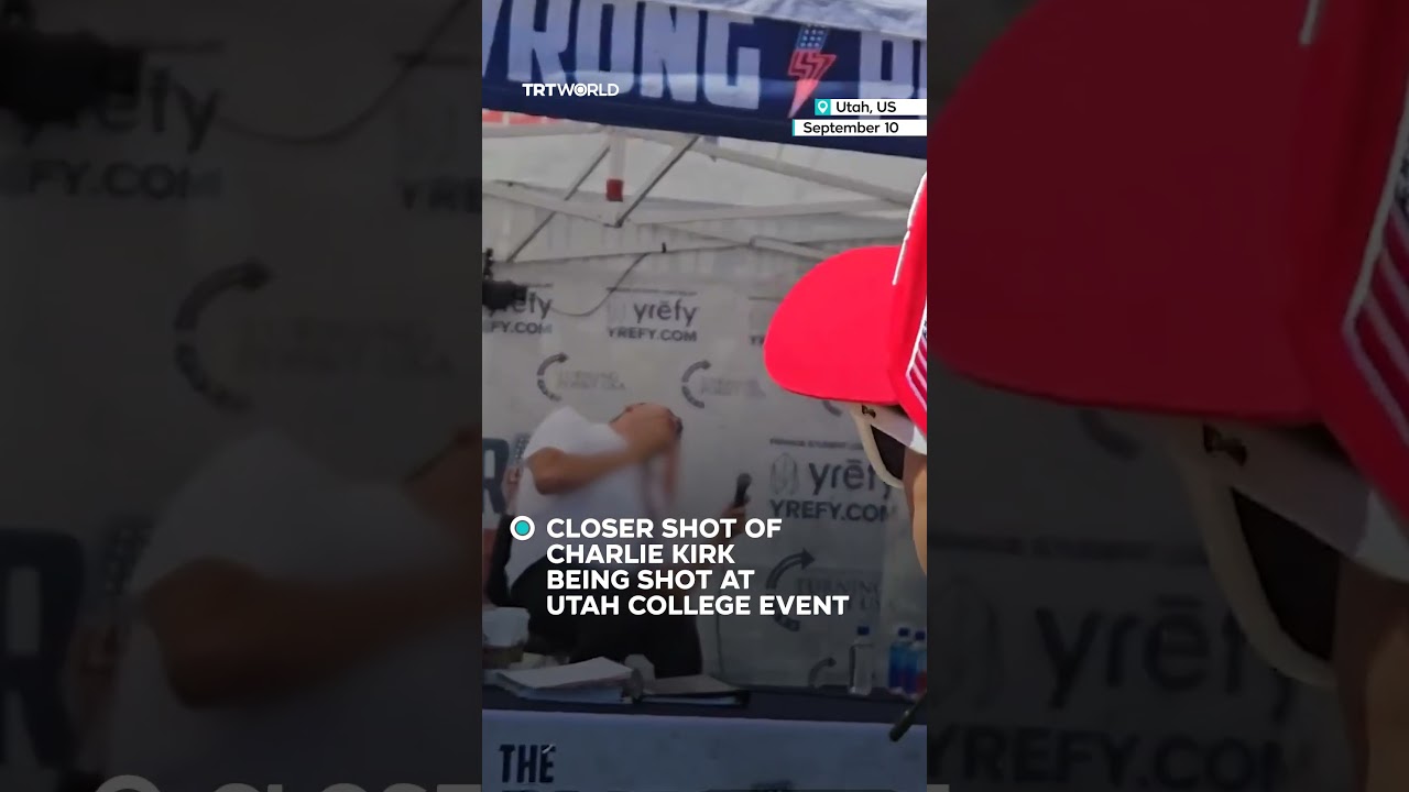 Closer Shot of Charlie Kirk Being Shot at Utah Valley University