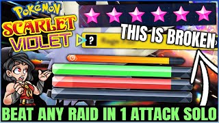 New FAST Solo in 1 Attack ANY 6 Star Tera Raid GUARANTEED Trick - Best Pokemon Scarlet Violet Build!